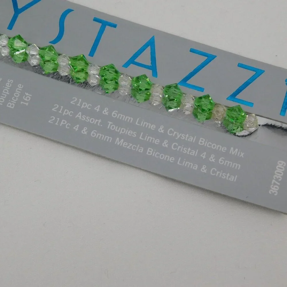 Crystazzi Beads Lot of 6 Mixed Colors Sizes Red White Green Round Bicone 4mm-8mm